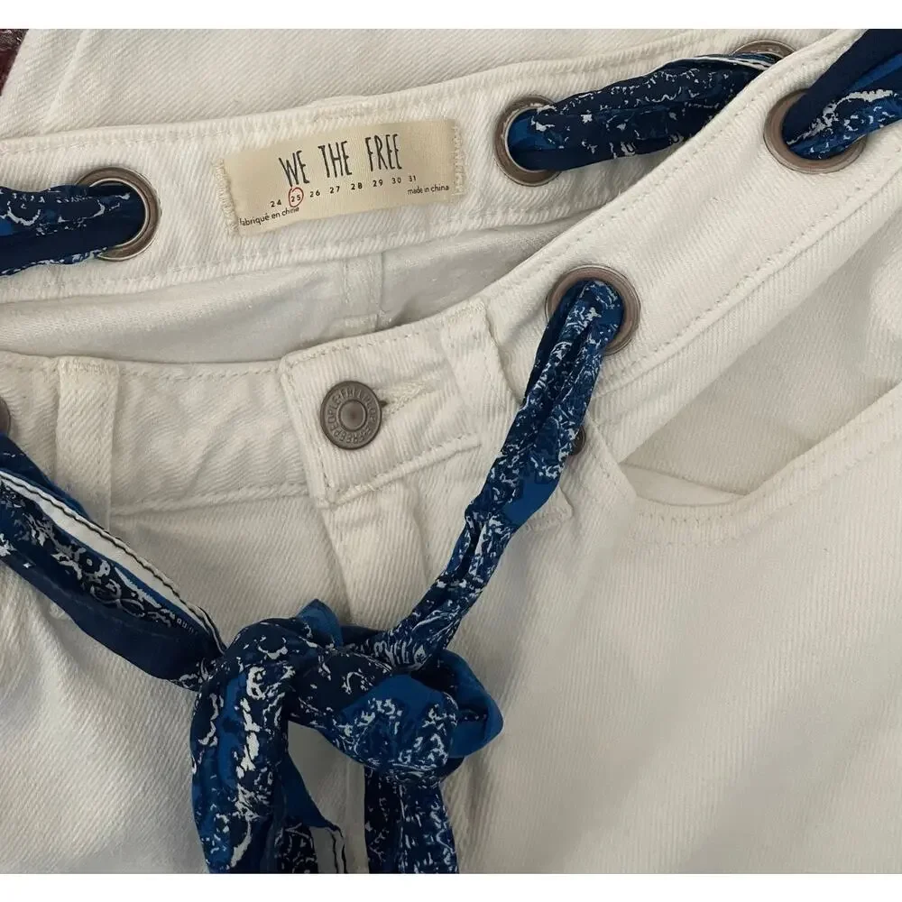 Free People Very Soft Belt Out Cropped Flare Jeans Ocean Isle White - 25
